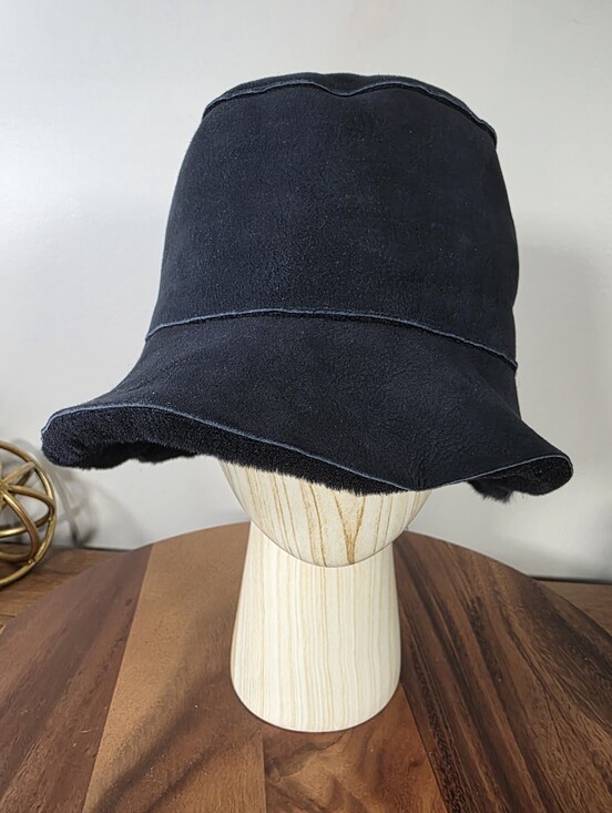 Owen Barry Luxury Black Real Sheepskin Shearling Bucket Hat Made in UK main image 6